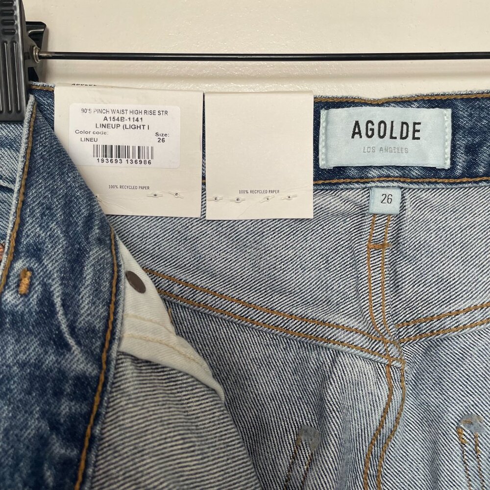 Agolde 90's Pinch Waist High Rise Jeans Lineup Organic Cotton Size 26 NWT - Picture 8 of 10